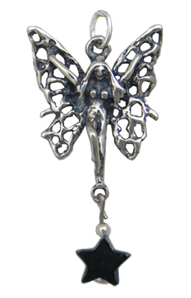 Sterling Silver Filigree Happy Butterfly Fairy Pendant